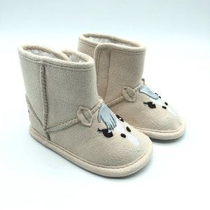 Cartoonimals Boys Girls Winter Boots Faux Suede Faux Fur Lined Horse Beige 4